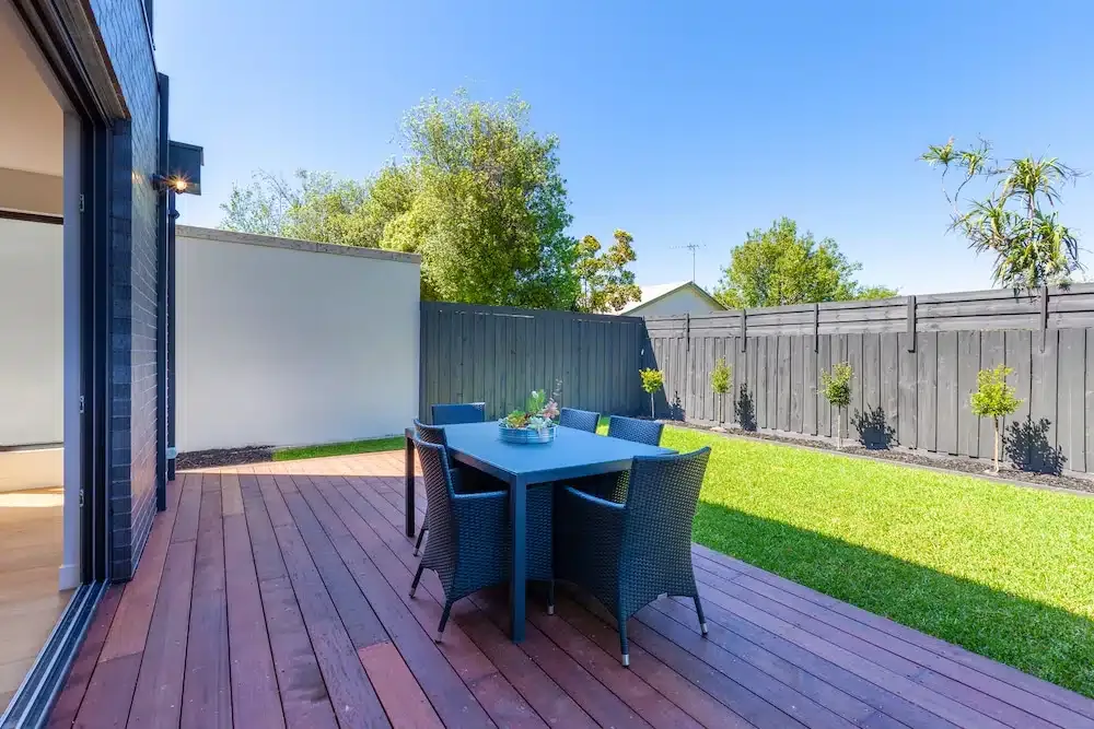 Timber deck with outdoor dining setting