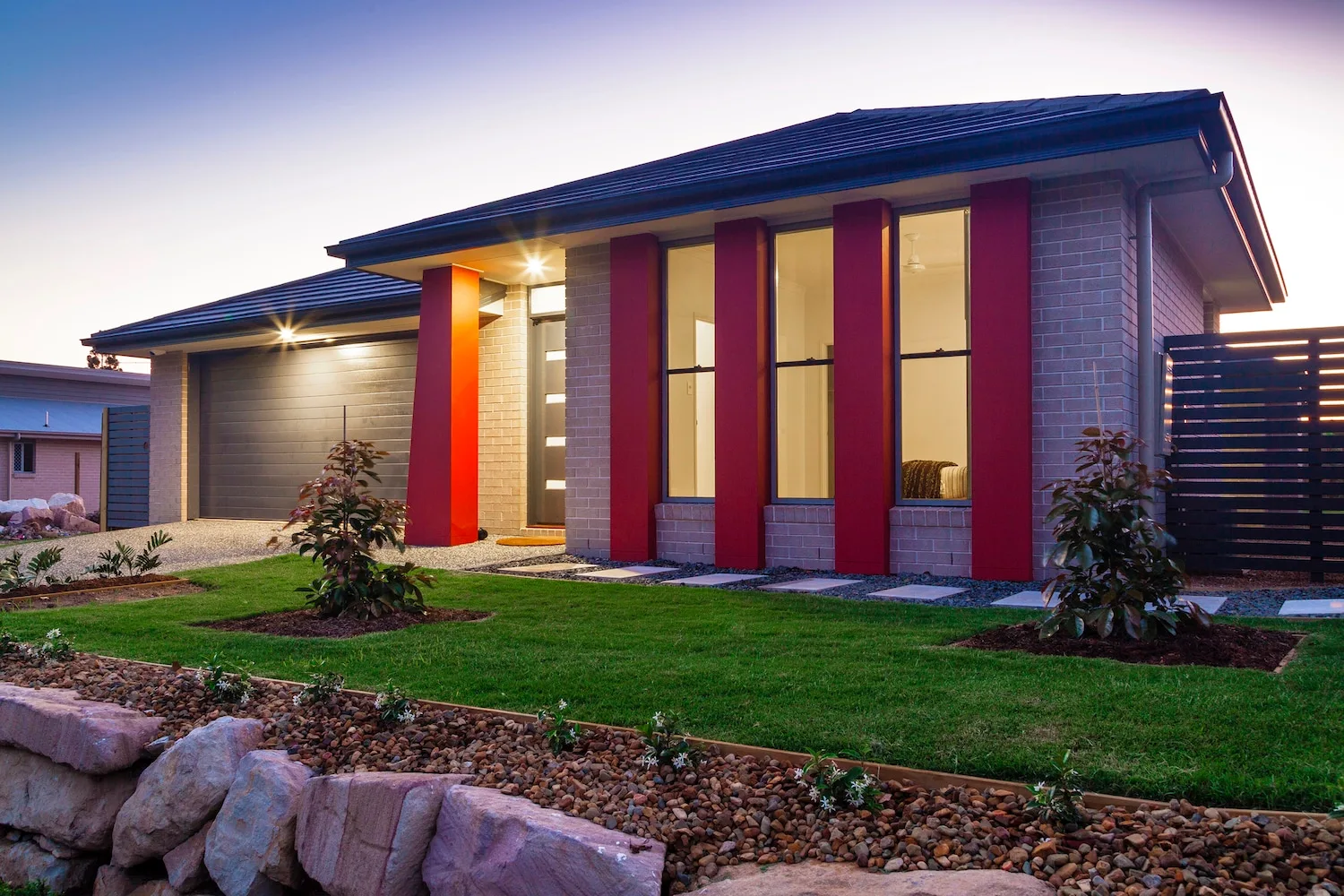 Landscaped garden area with established planting